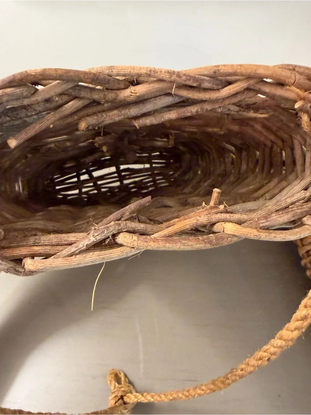 Rustic Twig Wall Pocket Hanging Baskets Set of 2 Woven Wood Rope Farmhouse